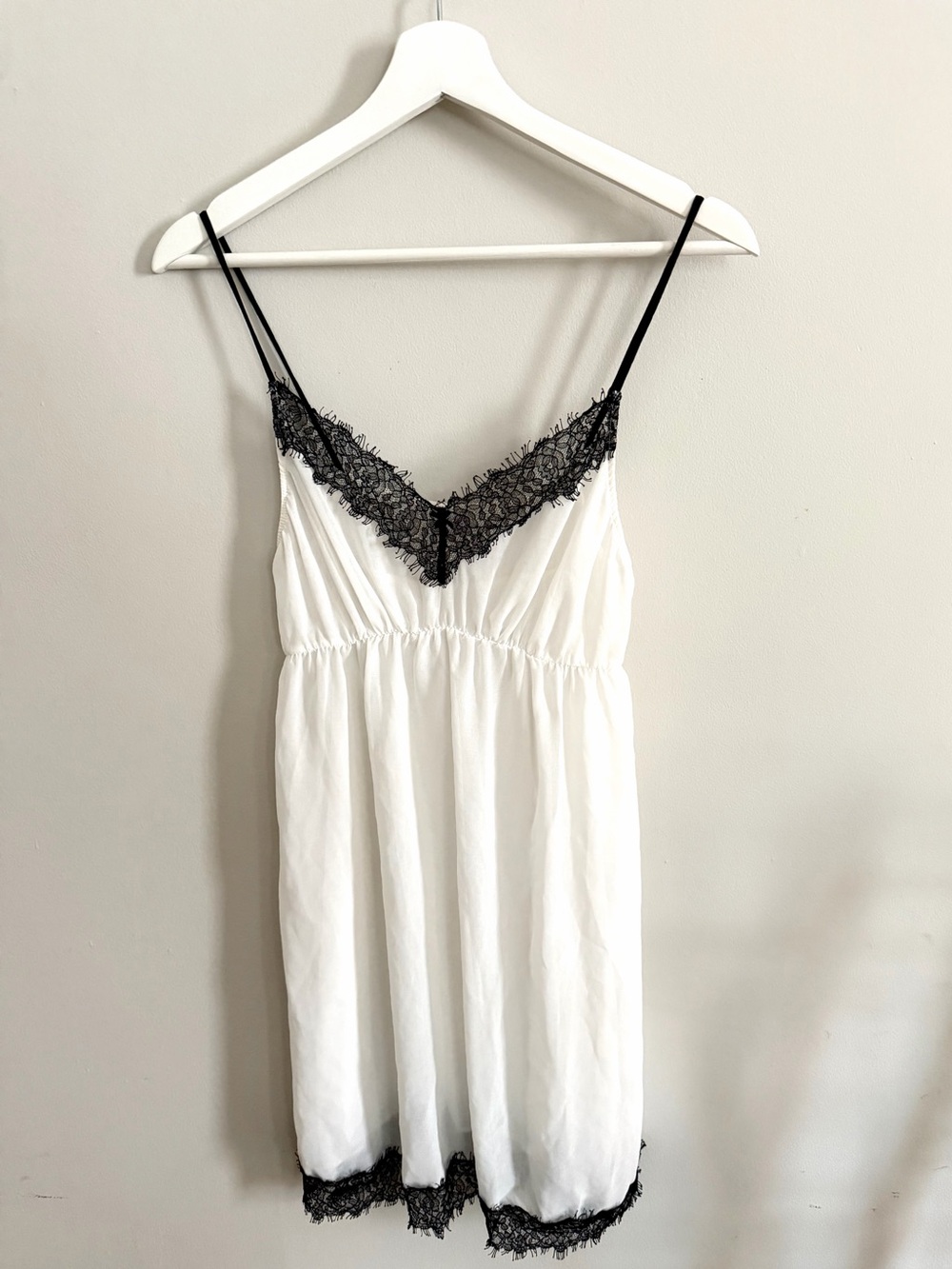 Only Hearts White Vintage Slip with Black Lace Trim